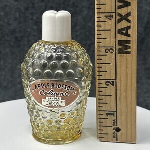 Vtg Lander Distributor Apple Blossom Cologne Glass Hobnail Bottle Vanity Decor